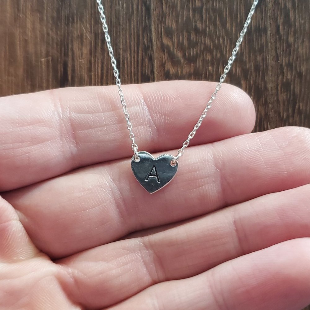 18 Inch Sterling Silver Small A Heart Necklace
